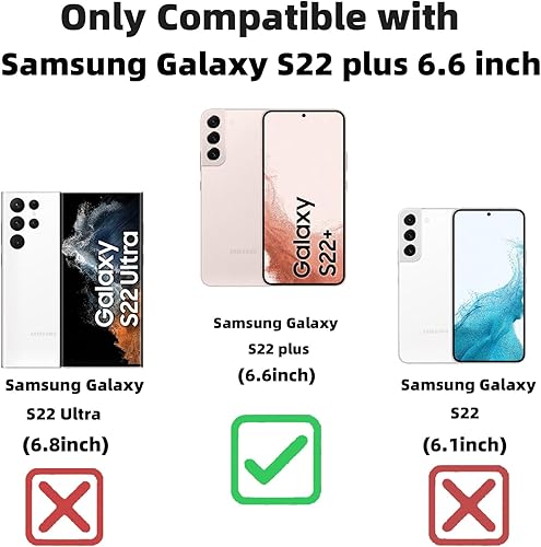 Miniatura 2 de Funda magnética para Samsung Galaxy S22 Plus, para mujeres y niñas, chapado de lujo suave, con purpurina degradada, lindo corazón, compatible con