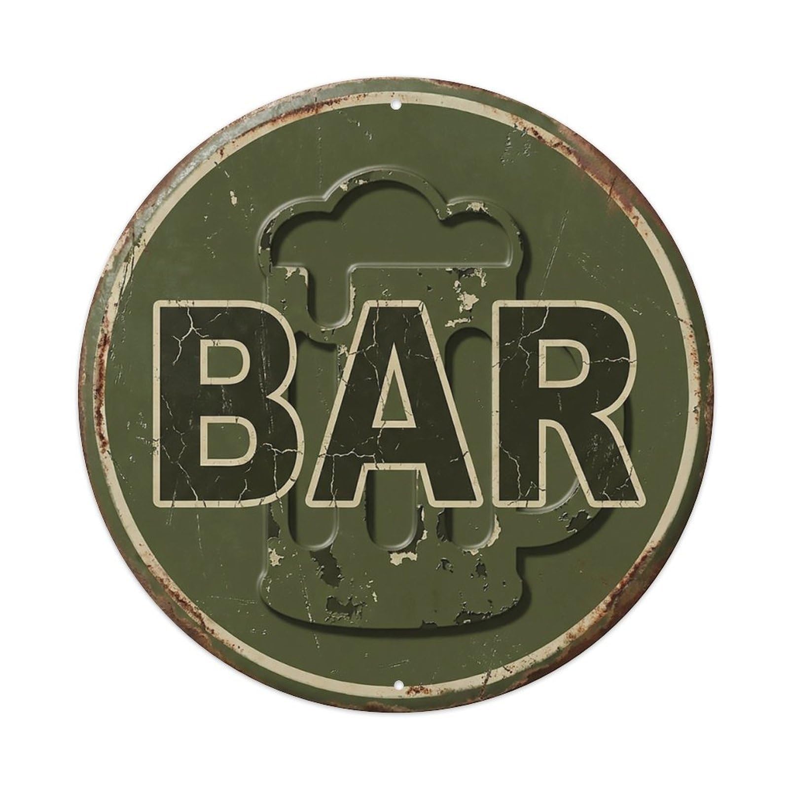 Vintage Beer BAR Olive Green Retro for Pub Metal Tin Sign