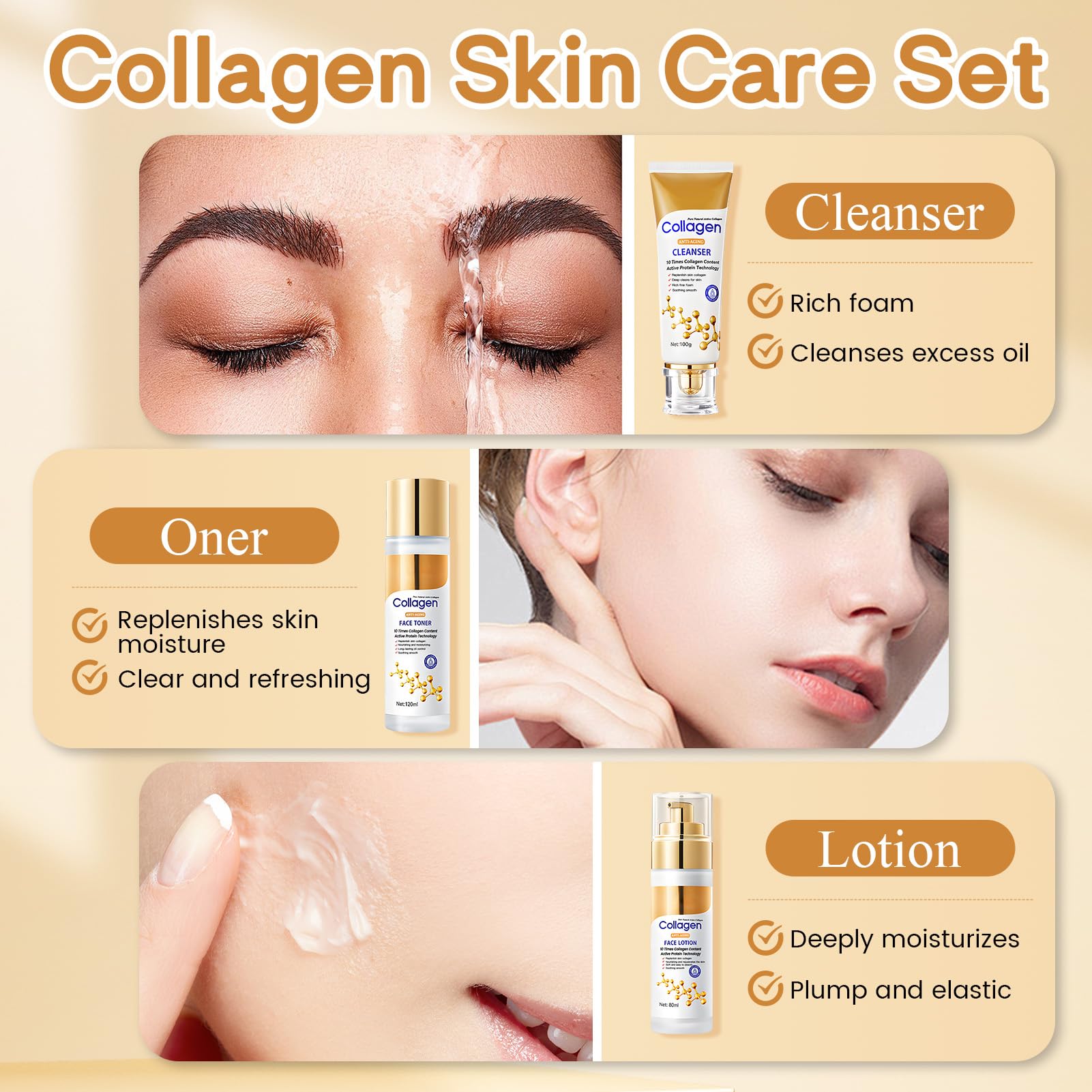 Kit Skincare Viso Completo, 11Pezzi Set Skincare Collagene, Skincare Coreana Kit nclude Crema Viso Collagene, Collagen Mask, Eye Cream, Toner Visos, Face Cleanser, Face Lotion