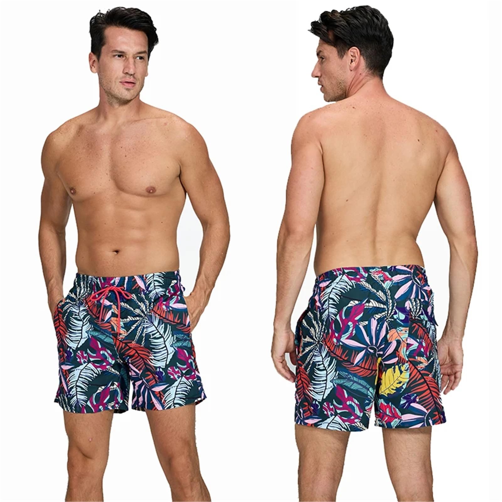 Pantaloncini Estivi da Uomo Classici in Poliestere ad Asciugatura Rapida con Fodera in Rete Traspirante per Nuotare, Fare Surf(Comouflage,M)