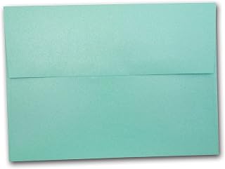 Premium Shimmery Metallic A-2 Square Flap Envelopes - Great for Notecards, Letters, Invitations, Thank You Cards, RSVP, Details Card, Etc. (Lagoon, 25 Pack)