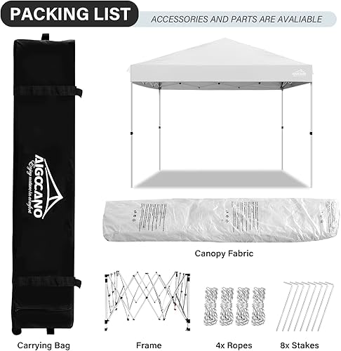 Miniatura 3 de AIGOCANO Tienda de campaña desplegable de 10 x 10 pulgadas, toldo instantáneo para exteriores para fiestas con bolsa con ruedas, color blanco