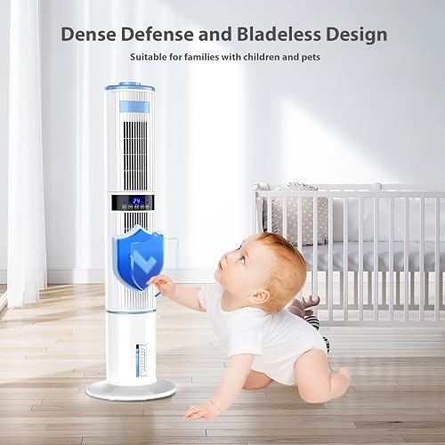 Climatiseur Mobile Silencieux Portable Rafraîchisseur d'air 360° Oscillation, Sortie d'air Double, 24H Minuteries, 65W, 4 Modes et 3 Vitesses avec Télécommande pour Chambre, Bureau, Cuisine - 5