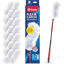 O-Cedar Flex & Catch Heavy Duty Dusting Kit with 15 Disposable Duster Refills | Updated Model | Extendable 3' Handle with Ston Duster Hooks | Traps 3x More Dust than a Feather Duster