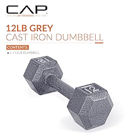 CAP Barbell Cast Iron Hex Dumbbell, Single, 12 lb