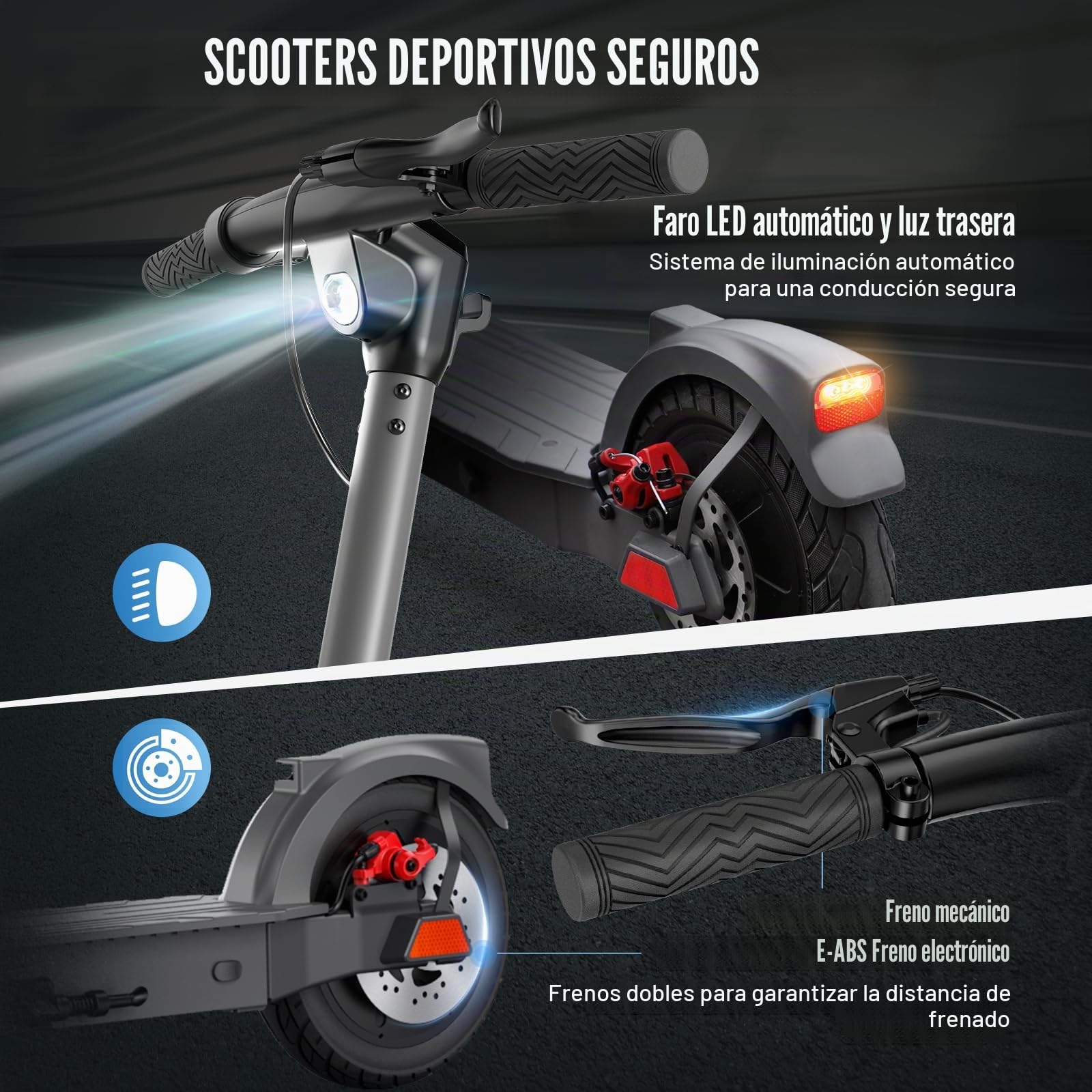 SISIGAD Patinete eléctrico de 10 Pulgadas para Adultos con aplicación, Motor eléctrico de 350 W, batería de 36 V, 10,4 Ah, 20 km/h, Scooter eléctrico, con Doble Freno (no Abe)