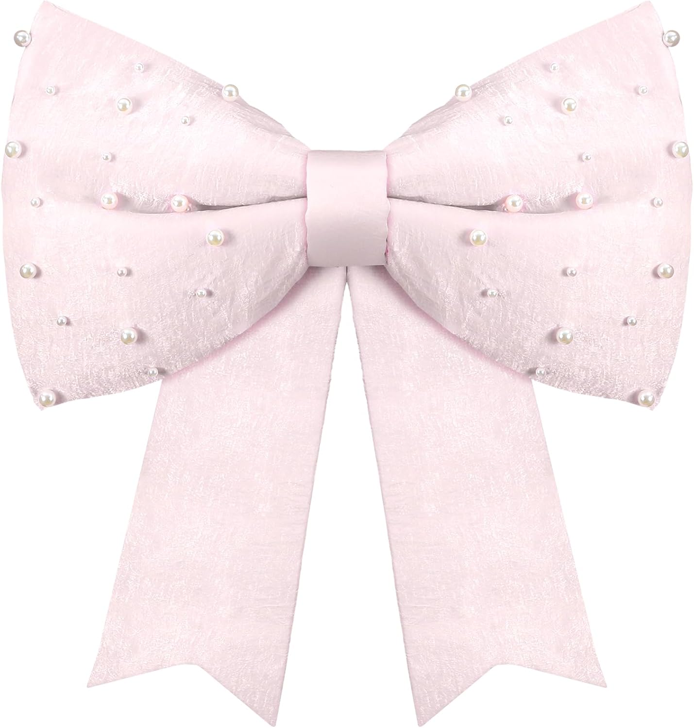 Gejoy 24 Inch White Christmas Giant Bow with Pearl Oversized Pearl Satin Bow Xmas Elegant Decoration for Christmas Tree Decorations Holiday Party Front Door Patio Outdoor Decor