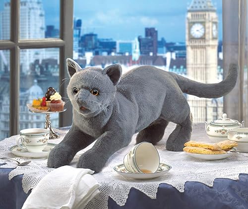 Miniatura 5 de Folkmanis Marioneta de mano de gato ronroneante, gris, 8 pulgadas