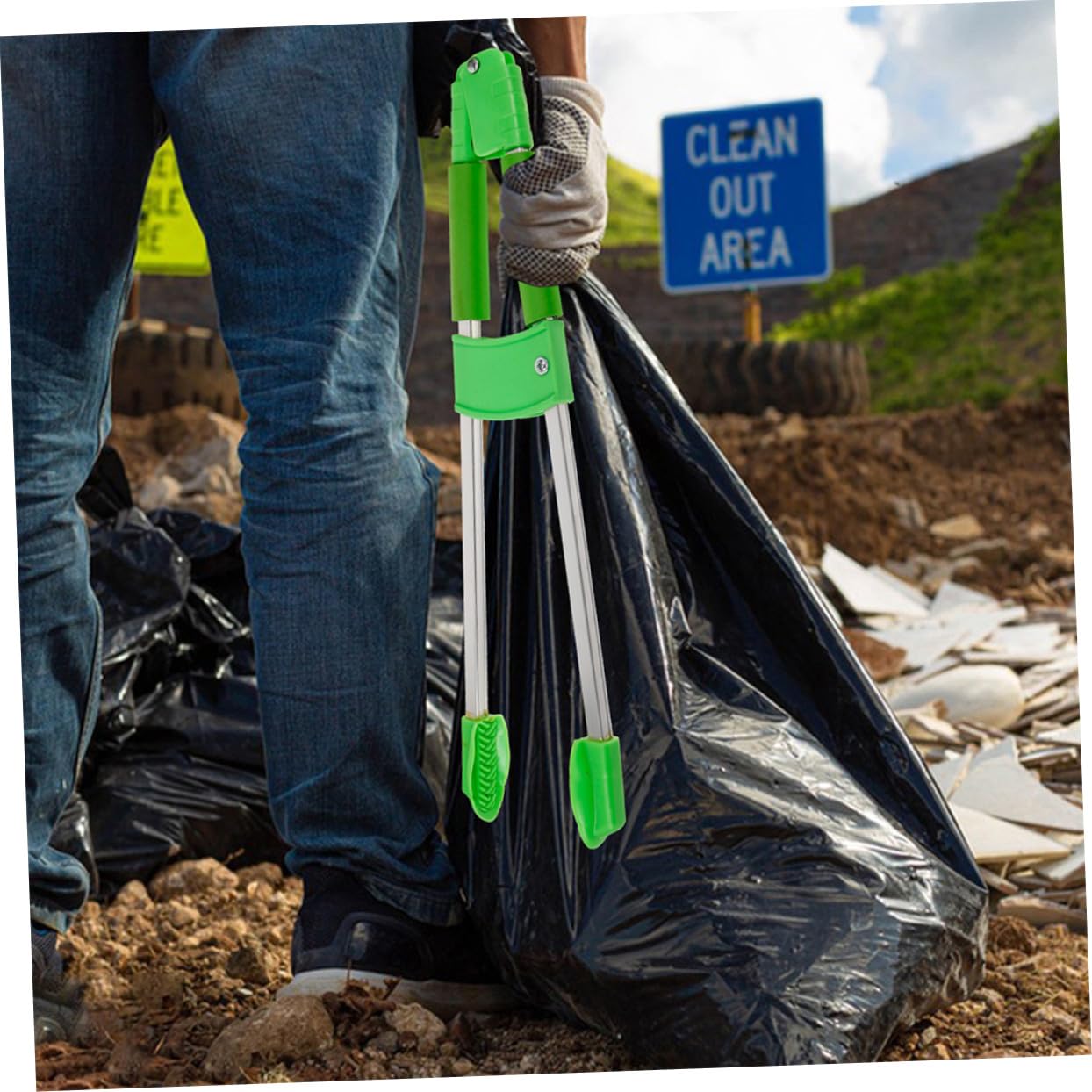 Cabilock Pinces à Déchets Portables en Fer et Plastique Outil de Préhension Pratique Lot de 2 pour Ramasser Ordures la Maison Extérieur