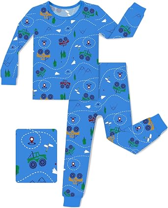 babee Reshinee Bamboo Viscose Toddler Kids Pajamas Set, Long Sleeve Boys