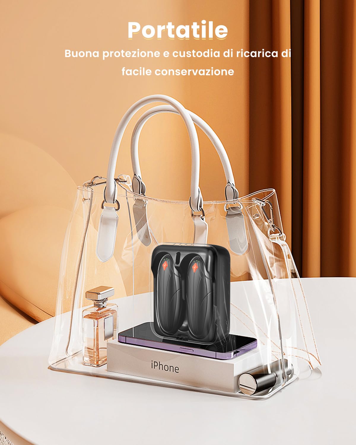 Scaldamani Ricaricabile 2 Confezione con Ricarica Custodia, 14000Mah Scalda Mani Portatile Elettrico, Scaldamani Usb Riutilizzabile, Durata, Regali di Natale per Campeggio All'aperto, Caccia