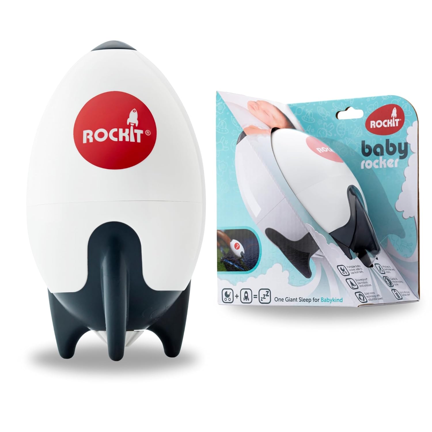Rockit Rocker (AA Battery Version) - Baby Sleep Aid Gently Rocks Any Stroller or Buggy, Adjustable Speed with 60 Minute Timer - Fits All Pushchairs & Prams to Create a Portable Baby Bouncer