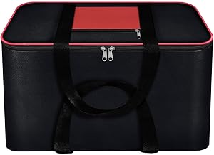 Large Clothes Storage Bag Underbed Storage Bag Moisture Proof Cloth Organiser Nylon Big Underbed Storage Bag with Zippered Closure and Handle(Black Red, 54x46x28cm) (Pack Of-1)