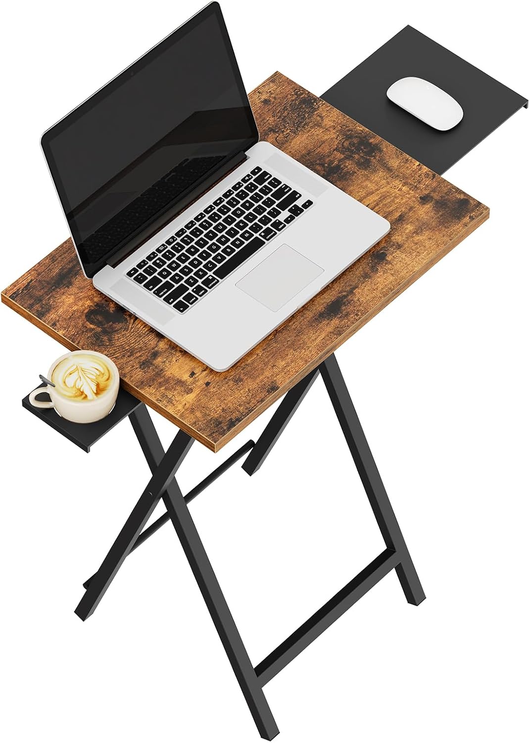 HOOBRO Folding TV Tray Table with Cup Holder & Side Tray, Snack Table