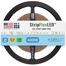 SIRS-E StripFlexLED White LED Strip Lights, 24V 120 LEDs/m 4000K Bright White, 32.8 ft. 10m, UL Listed, Made in USA, Professional Grade Flexible Tape for Versatile Lighting