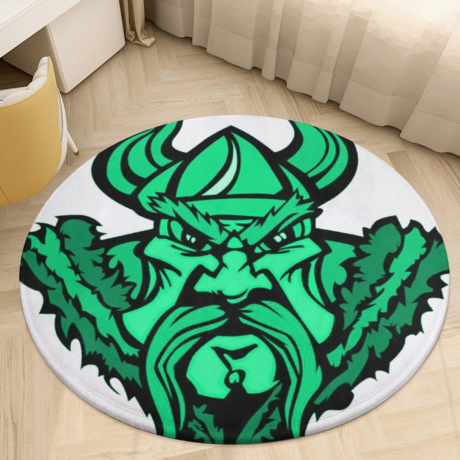 Tapis viking en flanelle ronde lavable pour decoration de salon