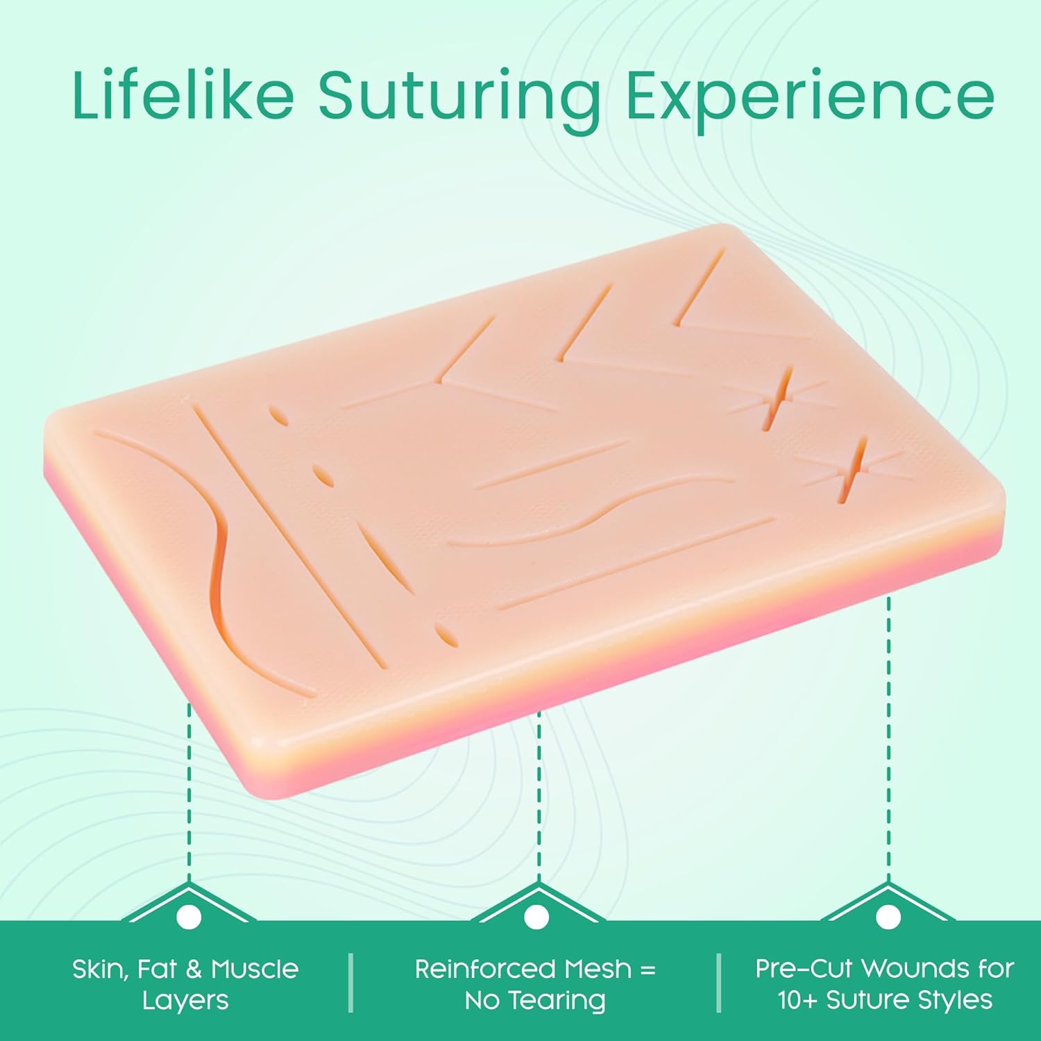 Suture Practice Kit and Surgical Knot Tying Board, Complete Medical Training Set with Silicone Pad, Suturing Tools, Knot Board with Durable Rope, and Quick Tie Tool, Ideal for Medical Students