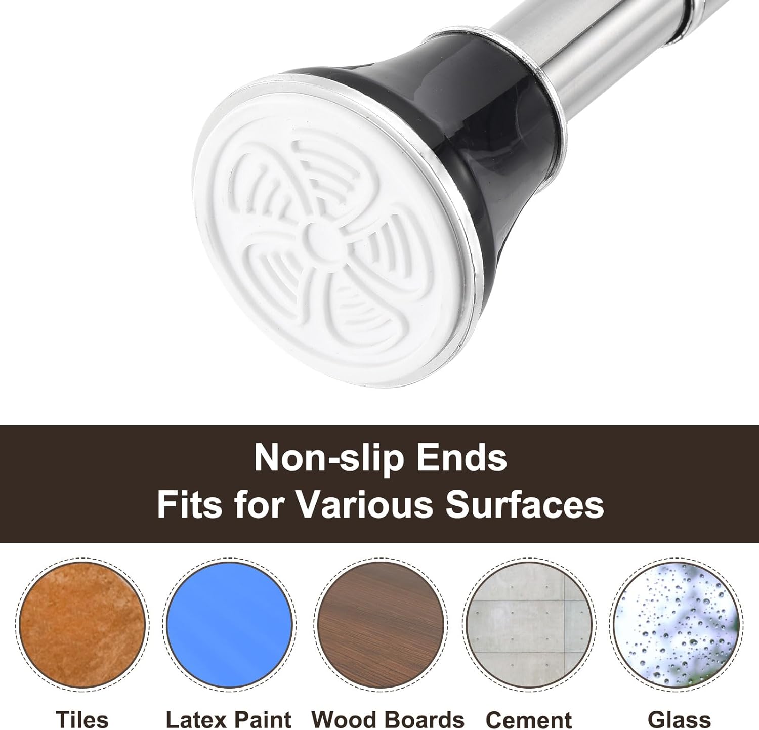 uxcell Spring Tension Curtain Rod Adjustable 43-79 Inch 1" Dia No Drilling Tension Shower Curtain Rod Non-Slip Stainless Steel Rod for Curtain Doorway Closet Wardrobe, Silver Black