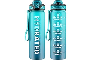 32 oz Water Bottle with Straw and Time Marker, Motivational Sports Water Bottle