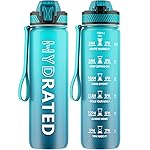 QLUR Water Bottle with Straw, 32oz Motivational Water Bottles with Time Marker to Drink, Tritan BPA Free, 1L Sports Water Bottle with Carry Strap LeakProof for Women Gym Fitness Outdoor (1 Pack)