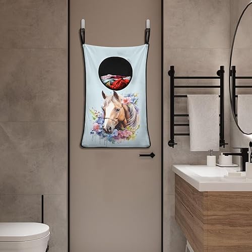 Miniatura 5 de Mintulipy Cesta universal de ropa sucia para guardar ropa sucia y ahorrar espacio Caballo Cesta de ropa sucia multifuncional con cremallera para