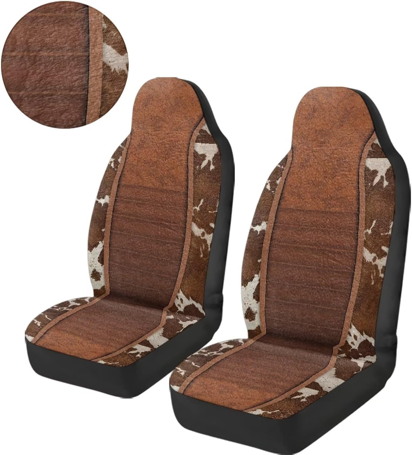 Bulopur Cow Print Auto Seat Covers Set of 2 Western Aztec Car Front Seat Covers Protectors Universal Thick Warm Auto Seats Cushion Cover & Accessories for Cars Truck SUV