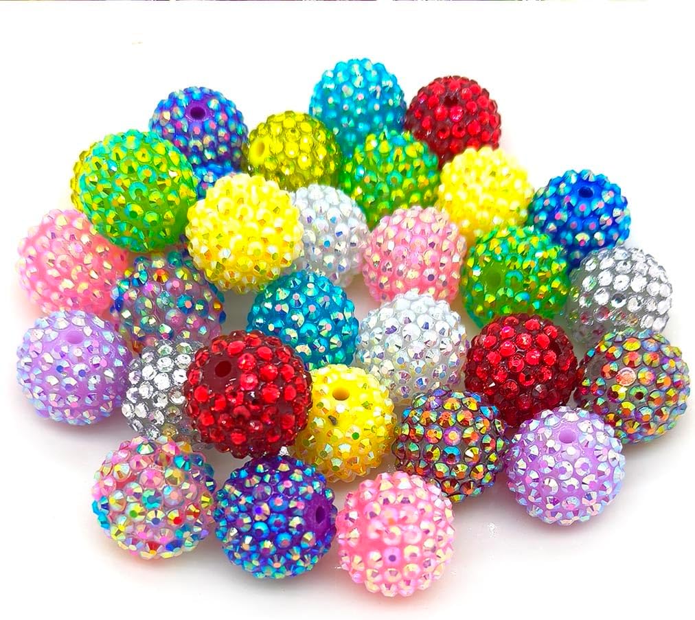 100pcs Acrylic Beads, 20mm Mix Colors Chunk Beads, Large Size Round Spacer Beads for Jewelry Bracelet Necklace Pen Bag Chain Making Crafts Supplies Headwear Accessories. (07)