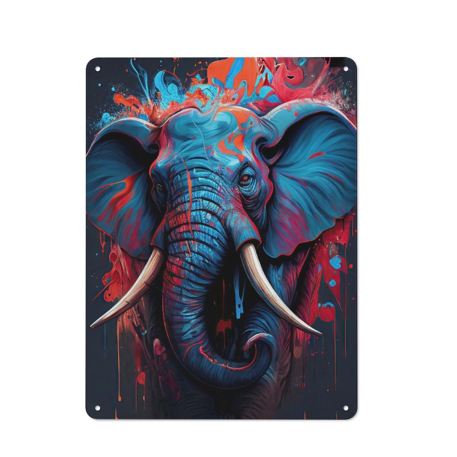Retro Metal Plaque 40x30cm Featuring The Graceful Elephant, Bistro Wall Plaque for Bakery, Diner, Cafe Or Family Room