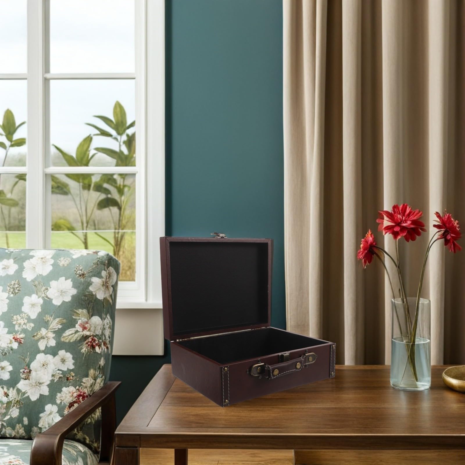 Scatola Decorativa Retrò Design Britannico in Legno e PU Portatile