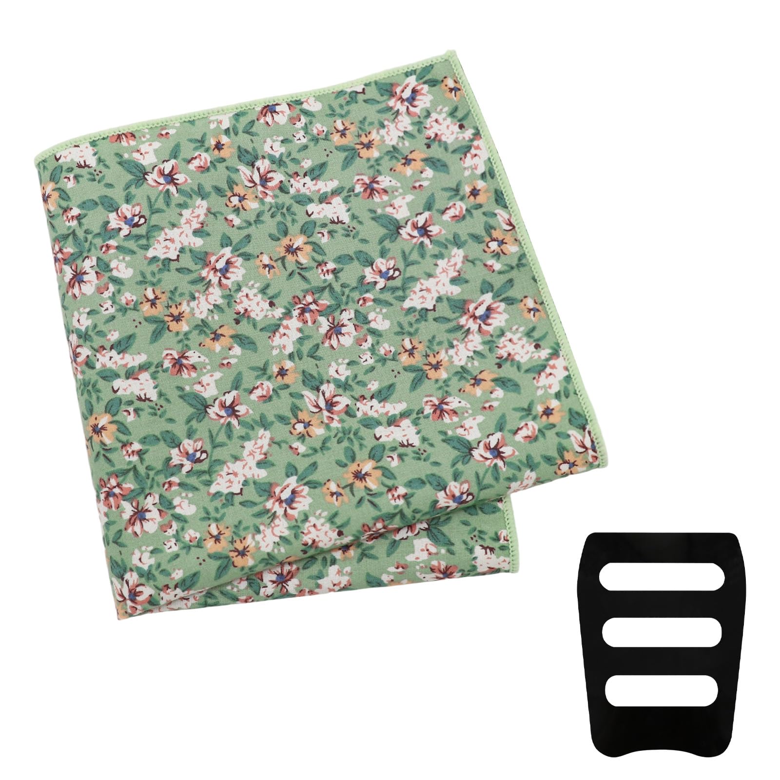 Floral Pocket Squares for Men with Holder Printed Flower Mens Handkerchief Cotton Suit Pocket Hanky for Wedding
