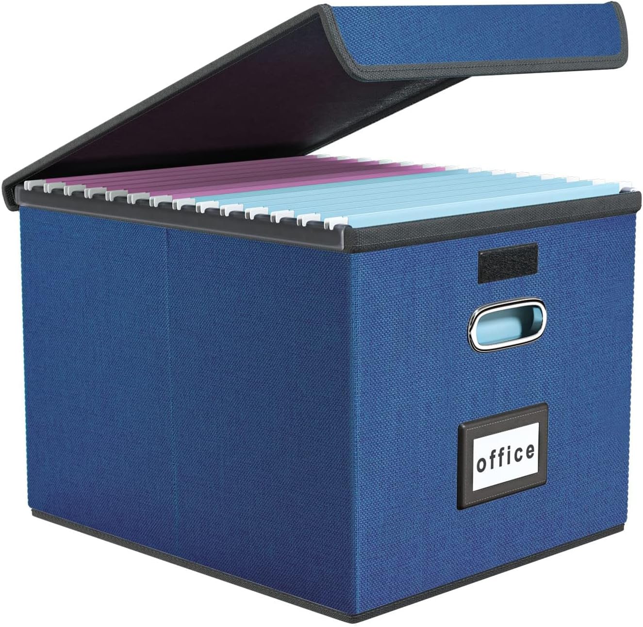 Finew Upgraded Portable File Organiser Box with Lid, Foldable Linen