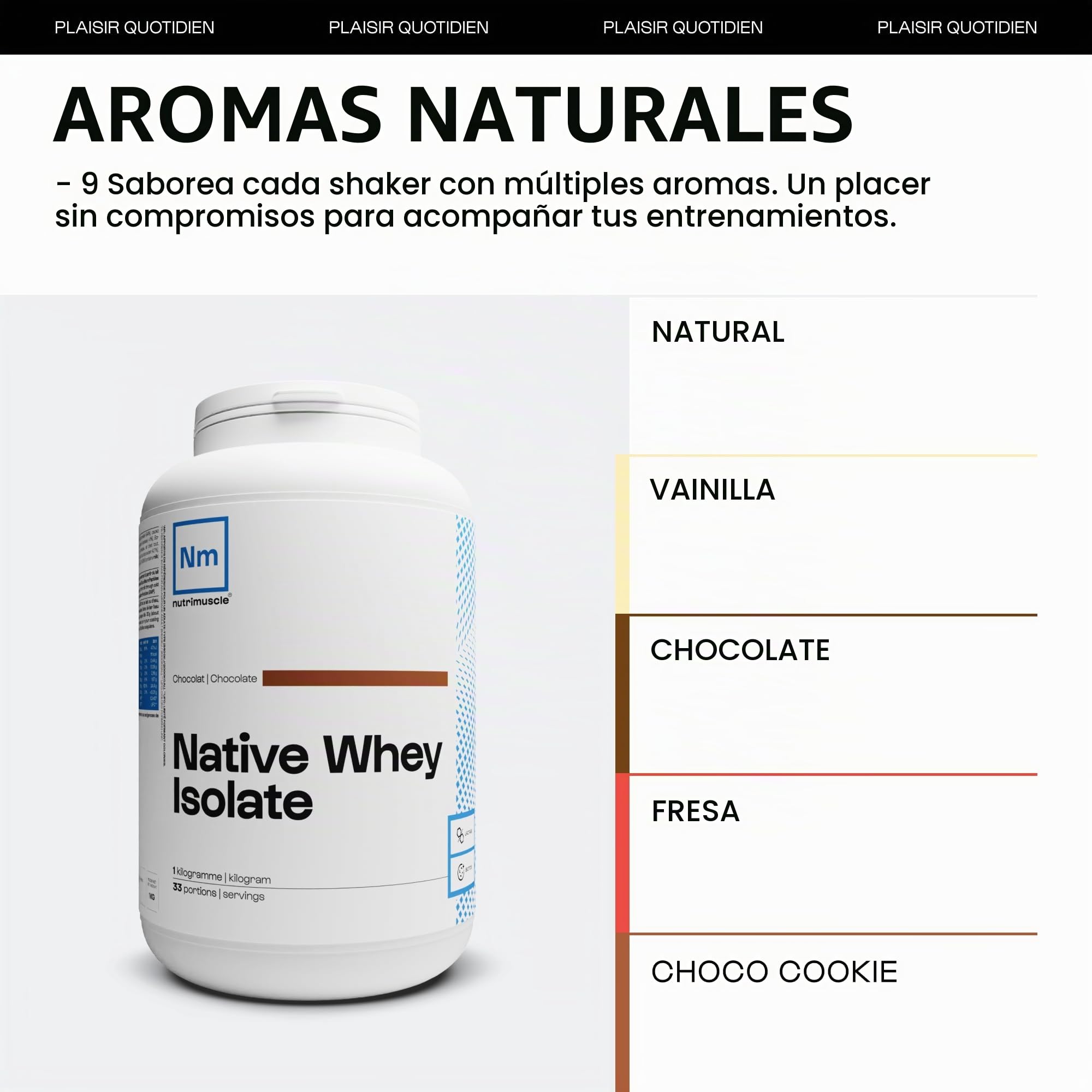 Aislado de Whey Nativo 100% Puro | Proteína de Suero en Polvo extraproteinada (90%) • Leche francesa • Creación muscular • Musculación/Fitness | Nutrimuscle | Aroma Natural Vainilla - 1,5 kg