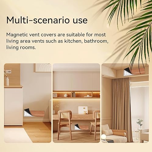 Miniatura 6 de Zhichen star Paquete de 6 cubiertas de ventilación magnéticas fuertes, cubierta de ventilación magnética gruesa para registros de aire estándar,