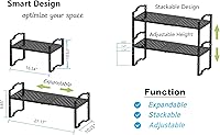 Vista 3 de Expandable Shelf for Cabinet Organizer Adjustable Stackable Spice Rack at Kitchen and Bathroom More, Counter Countertop Cupboard Organization Pantry