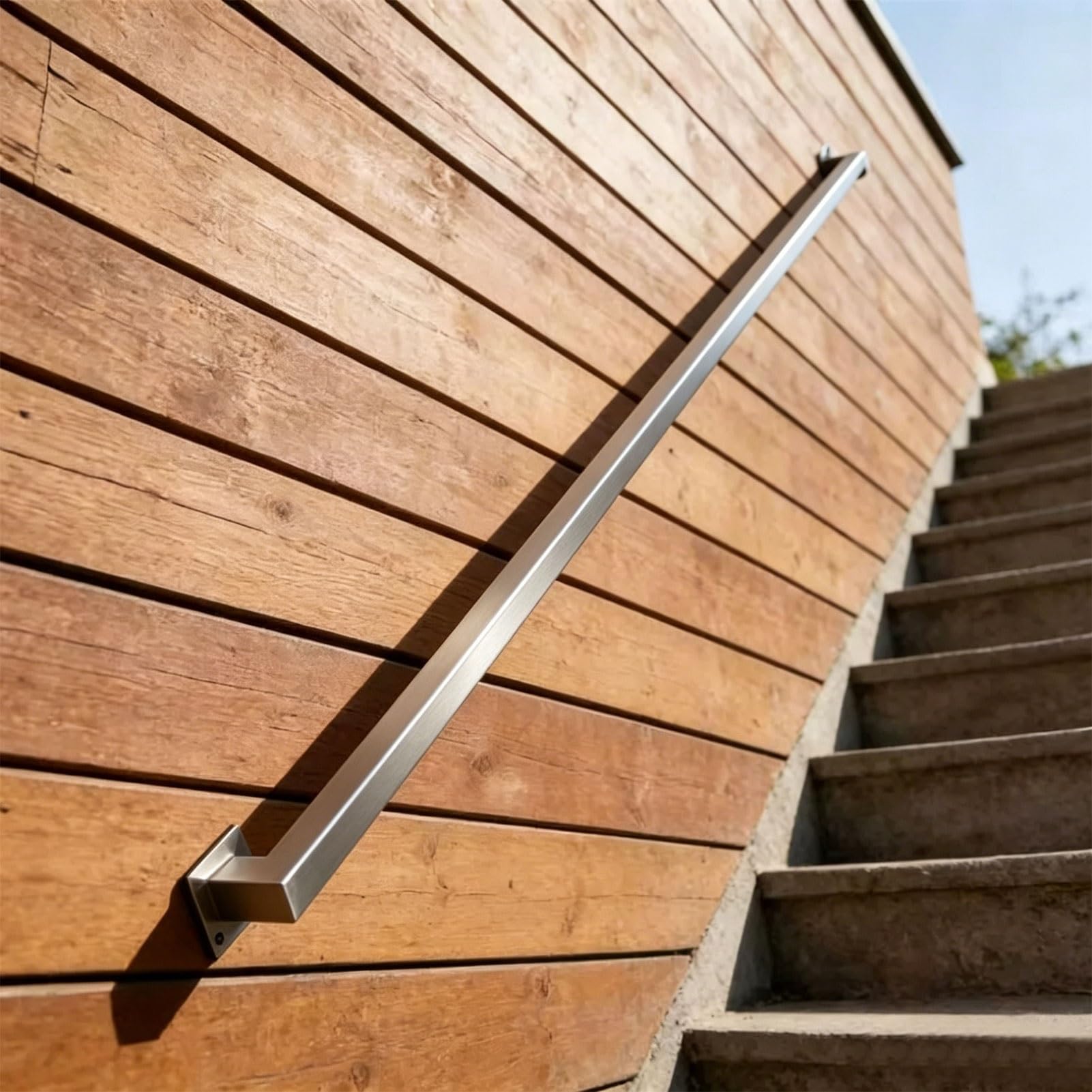 Renmlion One Color Staircase Handrails For Indoor & Outdoor｜Stainless Steel Square Pipe Stair Banister Railing Hand Rails｜Wall Mounted Balustrade Safety Grab Bar With Fittings(13.1Ft/400Cm)