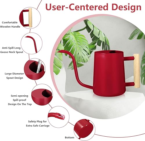 Vista 36 de Regadera de plantas, regadera de metal de 35 onzas, plantas de interior de acero inoxidable con boquilla curva larga, bonsái pequeño para jardín al