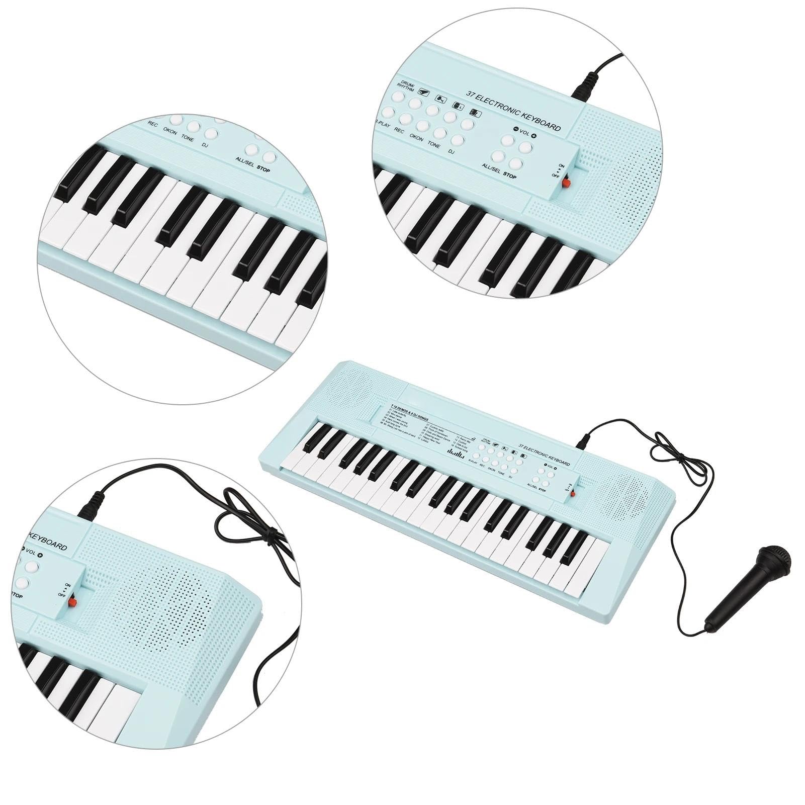 Elektronisches Klavier Mit 37-Tasten-Mini-Elektrotastatur. Klavierschüler, Tasteninstrumente Keyboard-Klavier für Anfänger (Color : Blue)
