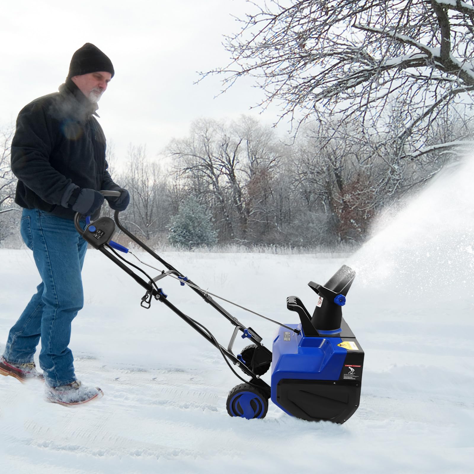 Fraise à neige électrique 2400 W 220 V, largeur 56 cm, portée 7,6 m, éjection rotative 180°