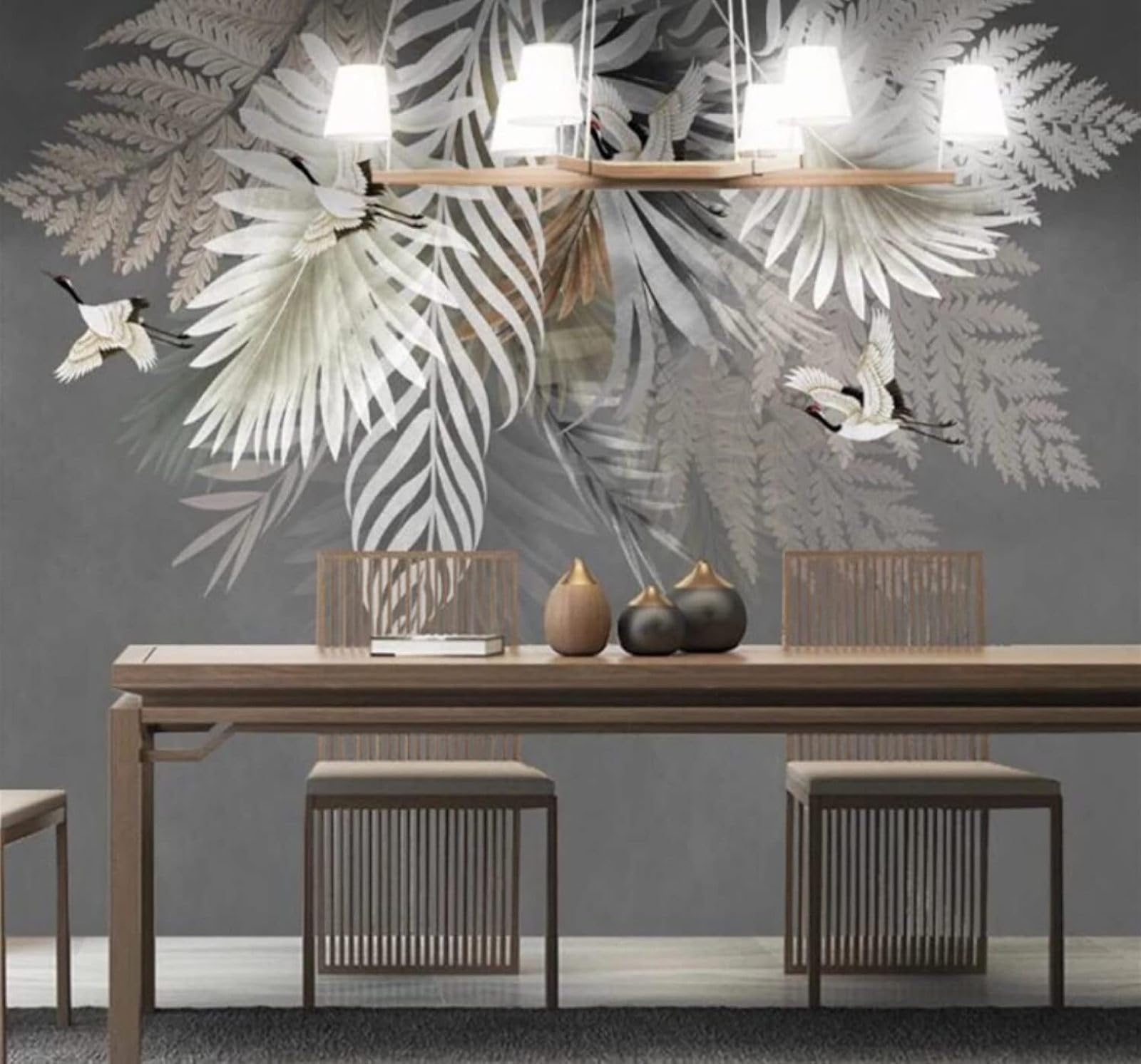 XLMING Vintage Hand Drawn Minimalist Leaves Birds 3D Wallpaper Luxury Home Dining Decor Paste Sofa Living Room The Wall for Bedroom Mural-350cm×256cm