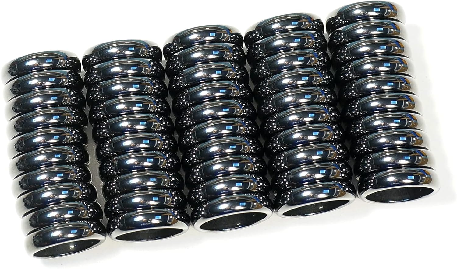 50 PCS Hematite Rings Crystal Rings Bulk Wholesale Black Band for Women Men Size 6 7 8 10 11 12 13 Small Business Supplier (50 PCS Mixed Black 6T)