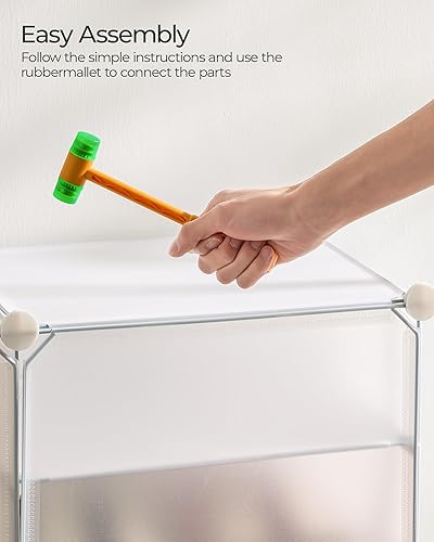 Miniatura 7 de SANGMUCEN Zapatero entrelazado, gabinete de almacenamiento de zapatos de plástico de 8 cubos, 32 Paris Shoe Cabinet con puertas, Zapatero