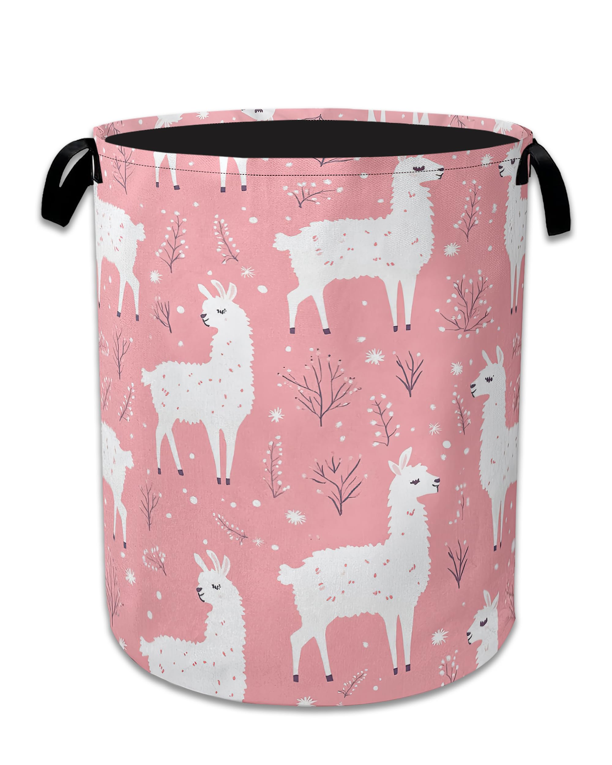 Cute Alpaca Laundry Basket Collapsible Laundry Hamper Oxford Storage Bin for Clothes Storage, Organizer, Books and Sundries 16" X 20.8"