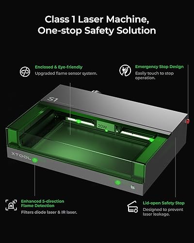 Miniatura 8 de xTool Grabador láser S1, cortador láser de diodo cerrado de 20 W y máquina de grabado láser con asistencia de aire inteligente y panal para grabado