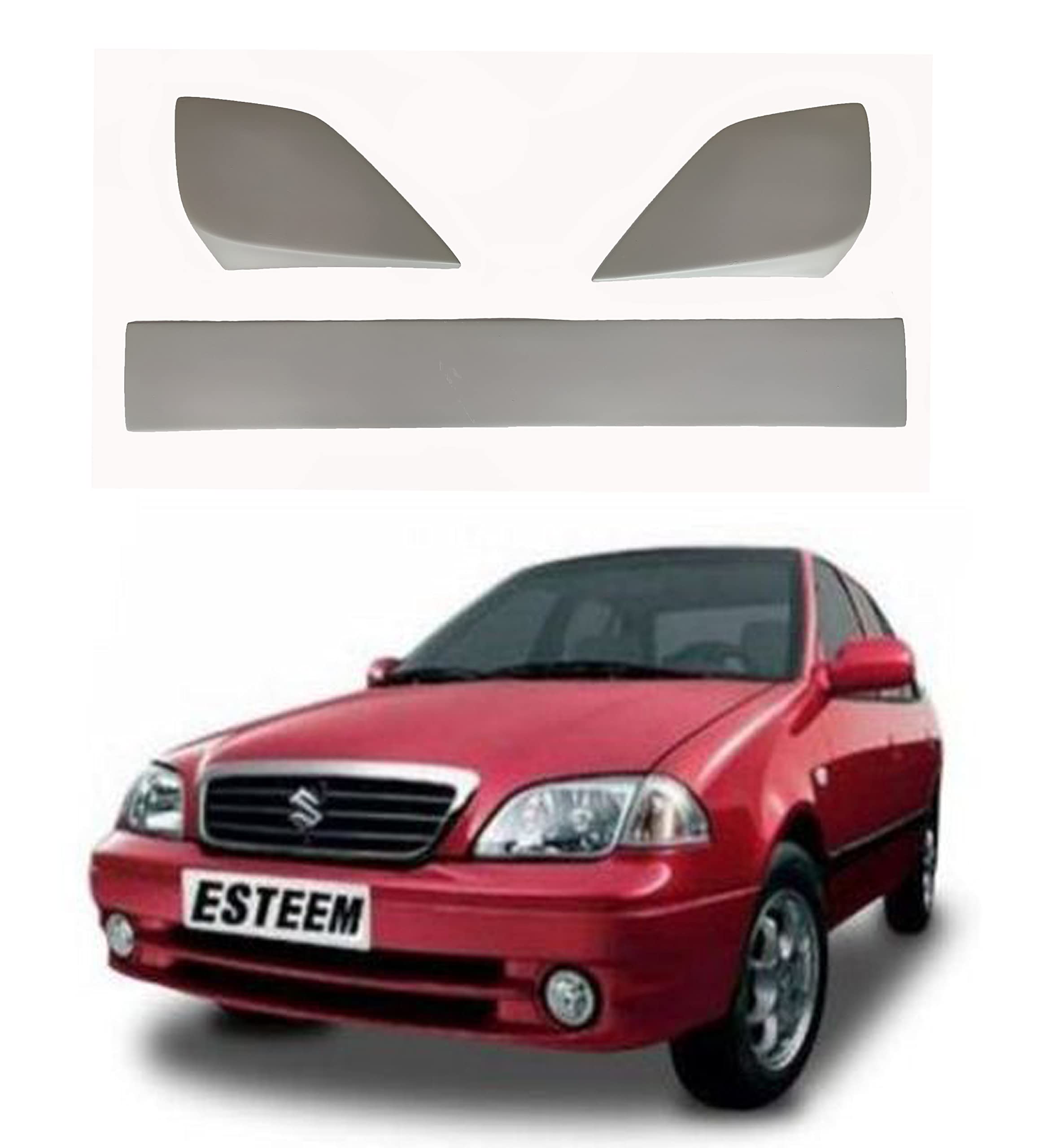 Back2Tracks - B2T AUTOMOTIVE® Car Spoiler Compatible with Esteem (Unpainted - Ps Grey Color) Car Spoiler with Light Weight Fiber Reinforced Plastic (FRP) - Drilling Required.