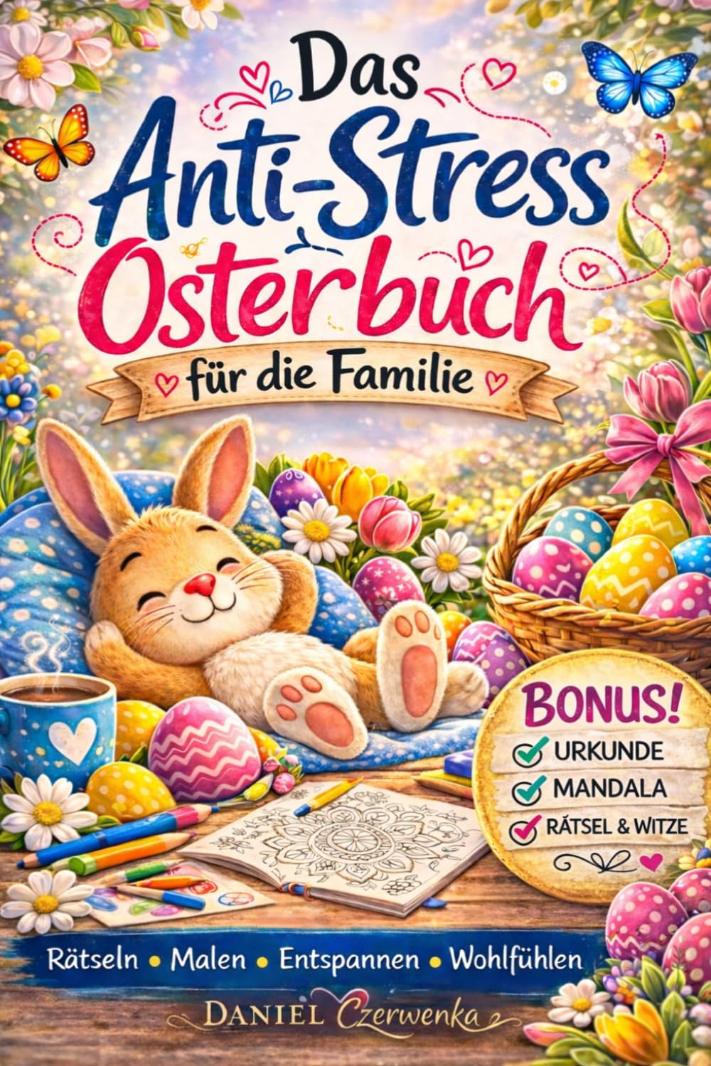 Das Anti-Stress Osterbuch für die Familie: Rätsel, Malspaß und entspannte Osterzeit – kreative Aktivitäten, Mandalas, Suchspiele und lustige Aufgaben für Kinder und Familien