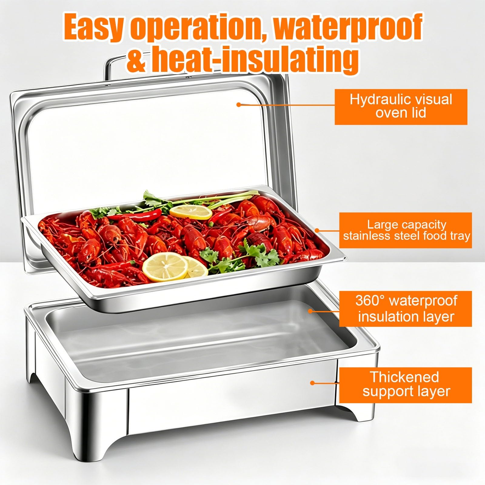 9L Chafing Dish, Elektrischer Buffetserver mit Temperaturregelung und Roll-Top, Perfect für Hochzeiten, Catering und große Events, Hält Speisen warm und einladend den ganzen Tag(Touch Temp Control)