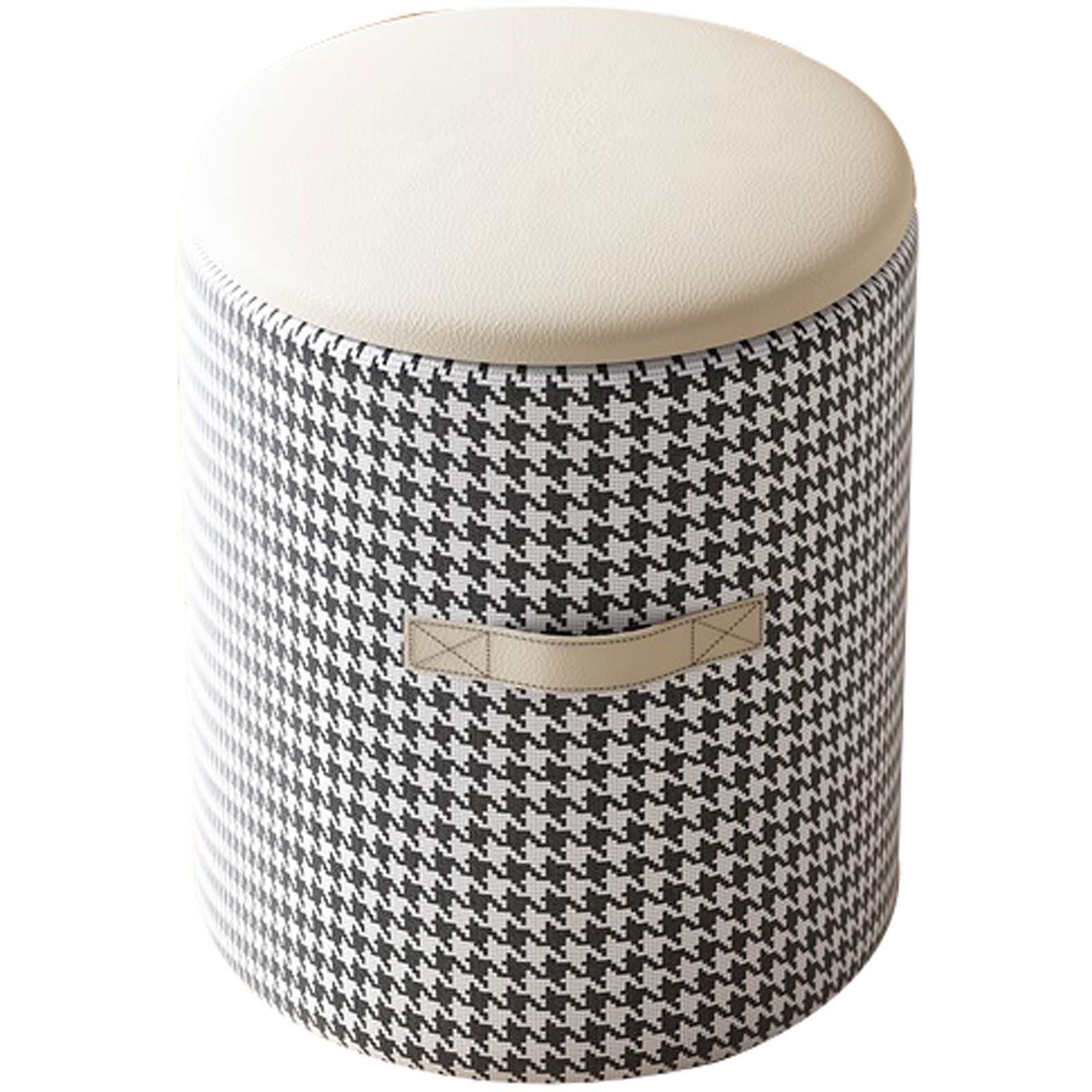 Pouf ottoman portable blanc lin pour éviter les sols rayés