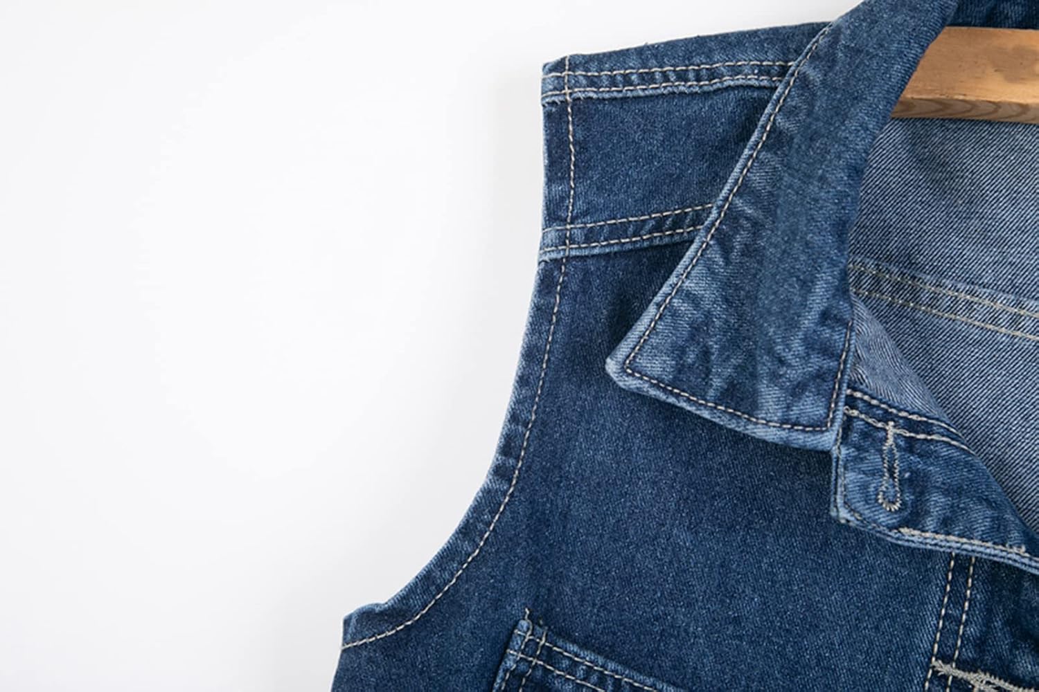 HALITOSS Women Button Down Mid Long Denim Jean Vest Waistcoat Sleeveless Jacket - Image 4