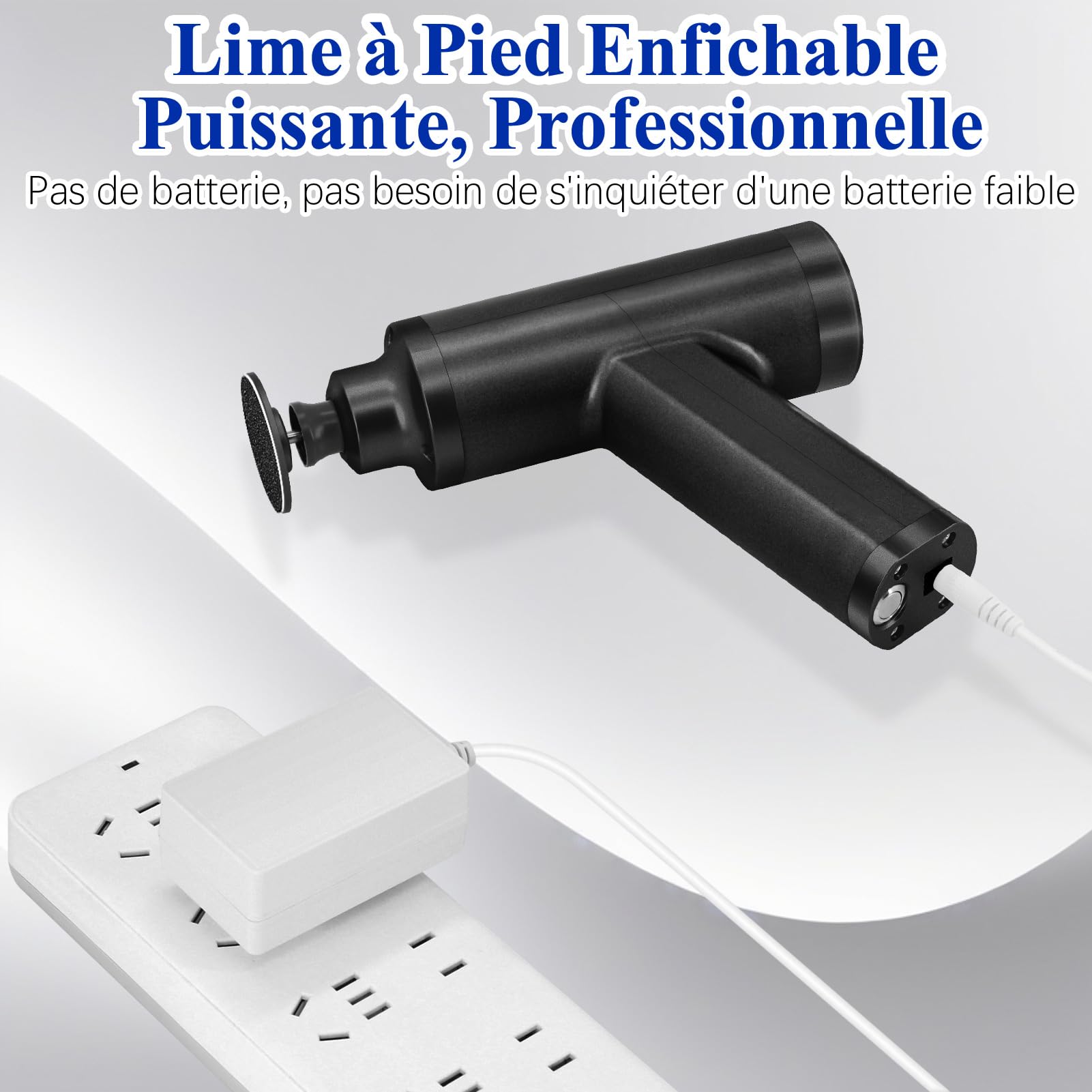 Rapadora eléctrica potente 4500 RPM, velocidad ajustable, lijadora de pie profesional, escotilla de pies, pedicura eléctrica, lima eléctrica, anticallos, color negro