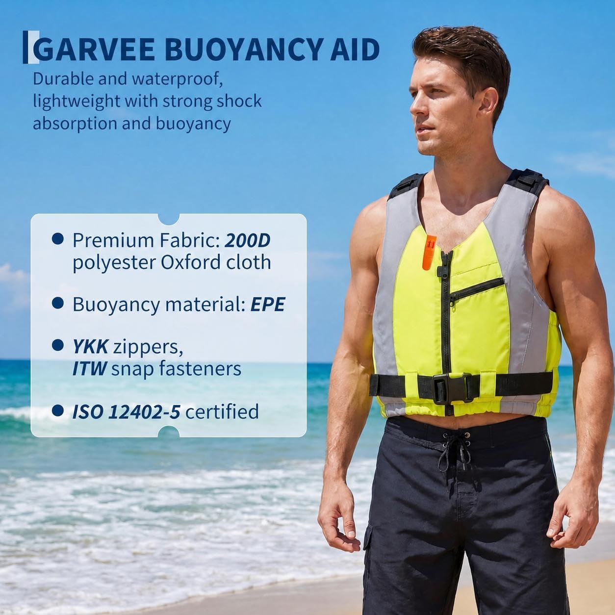 GarveeLife 50N Schwimmhilfe Für Erwachsene, ISO 12402-5 Auftriebsweste